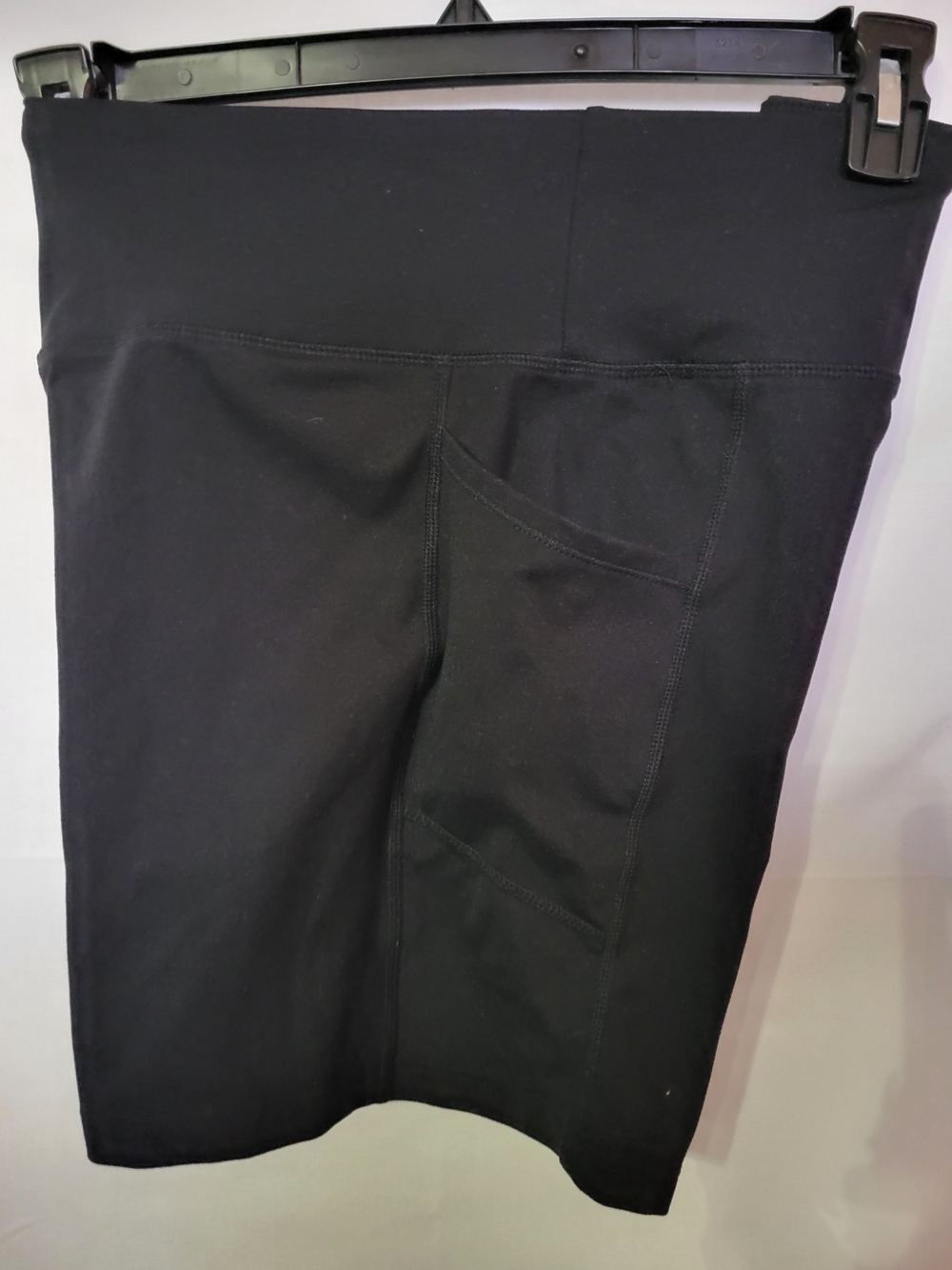 DKNY Black High-Rise Bike Shorts with Side Pocket - Picture 3 of 4